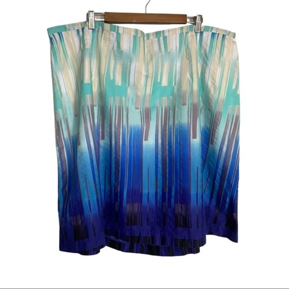 Lane Bryant - Breezy printed white/aqua/mauve/jade/blue cotton skirt/22-24W